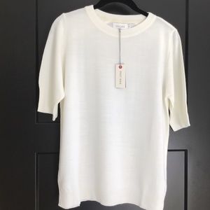 Mer-Sea Courte Short Sleeve Sweater  Medium White